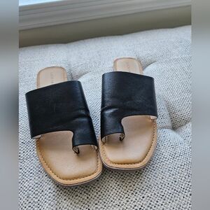 Lucky Brand Women's Sandals Size 8.5 /39 Vayleri Slide on Black Leather